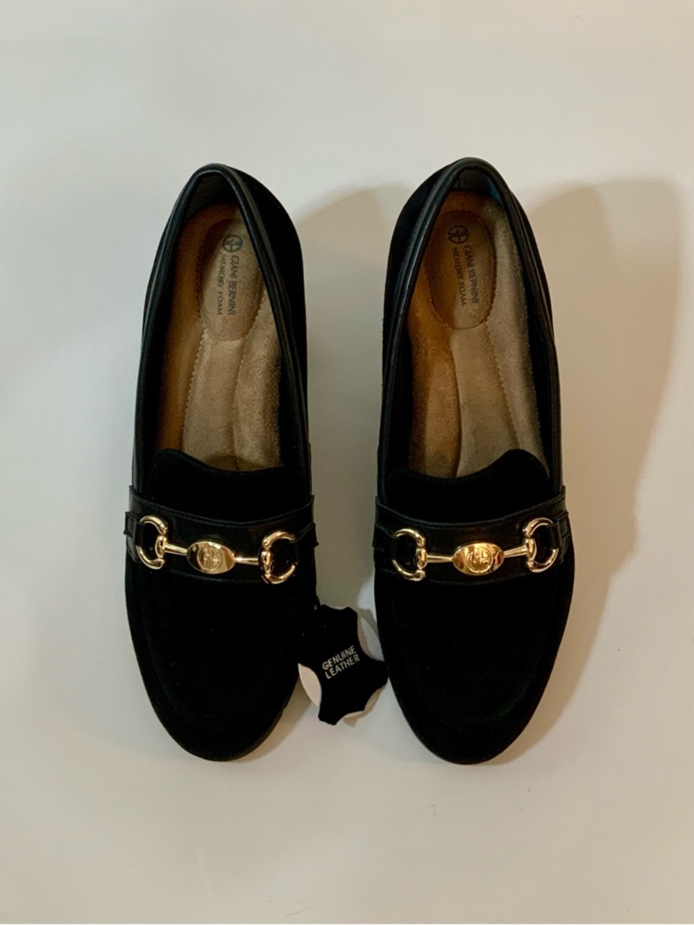 NWOT Gianni Bernini ‘Porshaal’ Black Suede Heeled Loafer - Picture 7 of 12